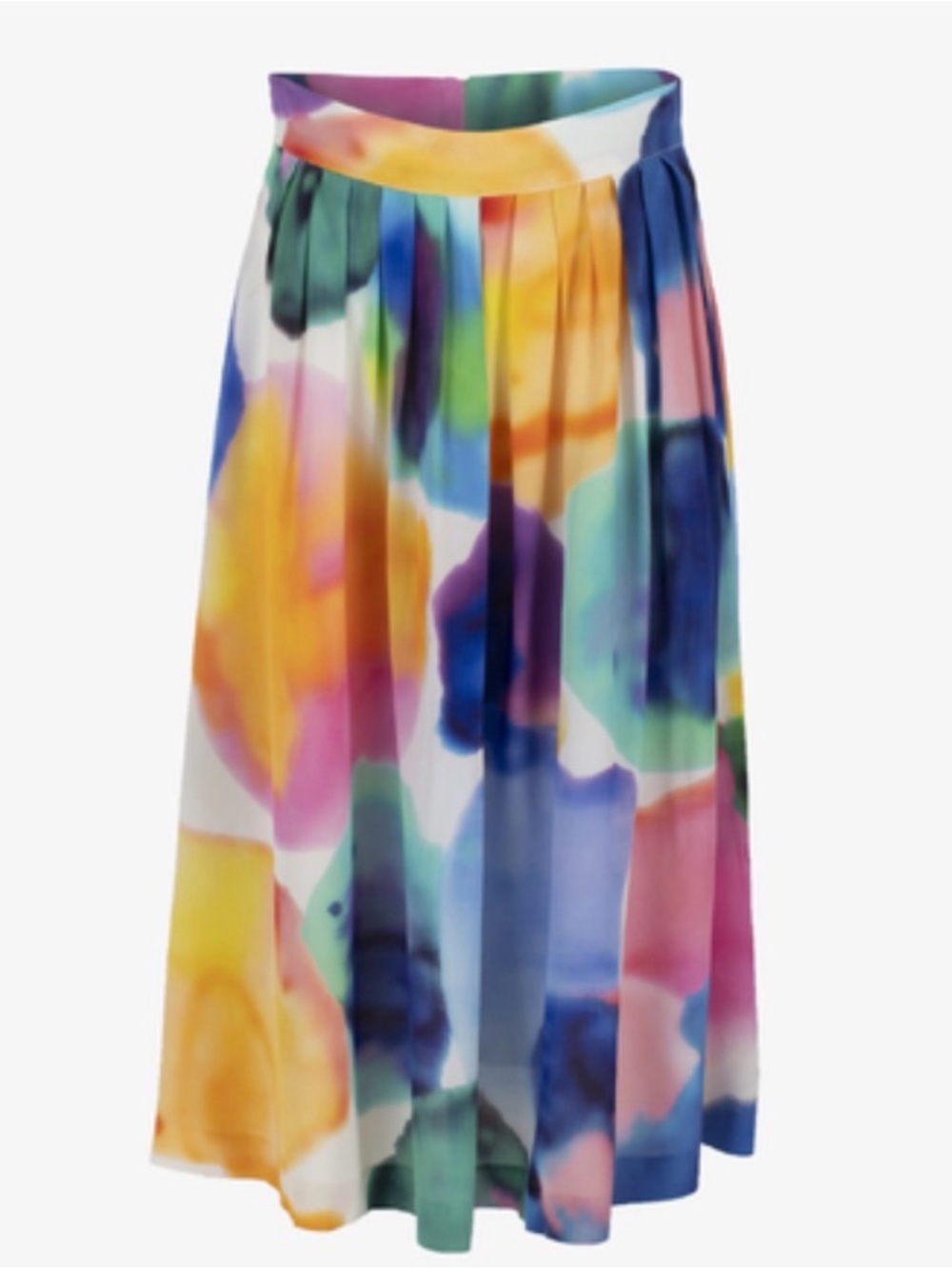 Gorman Watercolour Pattern Silk Midi Skirt XS